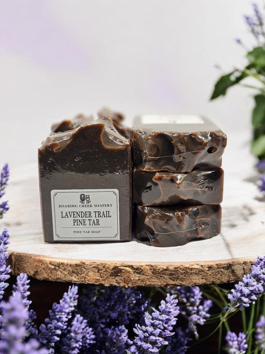 Pine Tar Soap Bar with Lavender Essential Oil scented "Lavender Trail"